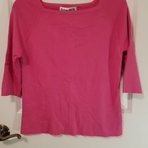 Pink knit 3/4 sleeve top XL